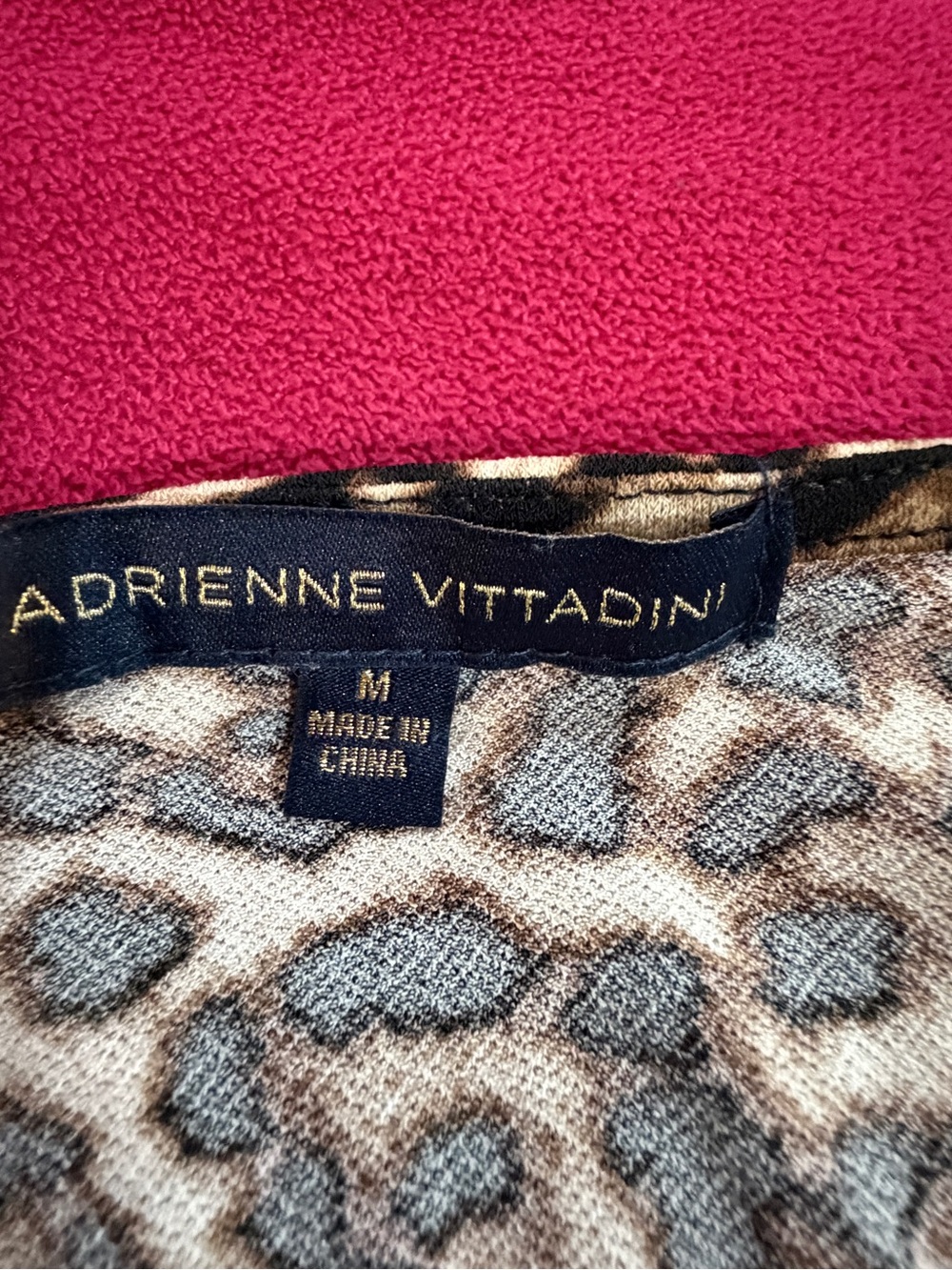 Adrienne Vittadini Leopard Print V-Neck Ruffle Hem Top - Brown Black - Picture 12 of 12
